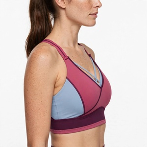 Sujetador deportivo para mujer, personalizado, con bloques de color, sin aros, espalda cruzada, transpirable, de secado rápido, tirantes en Y, para todas las estaciones - Product Image 3