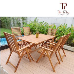 ThinhPhu DAVID <b>Dining</b> Set Teak Wood Outdoor Garden Set 7 Seater <b>Foldable</b> Patio <b>Table</b> <b>Chairs</b> Modern Design Solid Wood Furniture 1 - Product Image 4