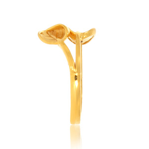Twin Leaf Gold Plated Adjustable <b>Open</b> <b>Ring</b> Elegant Botanical Leaf Design Women's Fashion Jewelry - Product Image 3