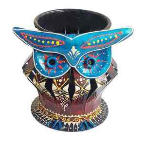 Petit porte-bougie en métal en forme de hibou indien, accent d'éclairage pour créer une ambiance chaleureuse sur les étagères et dans l'hôtellerie - Product Image 1