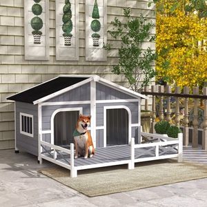 Gray and White Dog House Stylish Pet Furniture - Product Image 1
