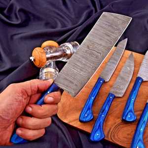 Ensemble de couteaux de chef 5 pièces en acier carbone haut de gamme, faits à la main, design traditionnel ambidextre, finition haute brillance, manches en os, durables - Product Image 2