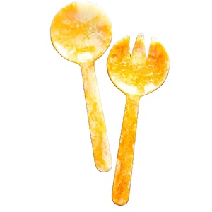 Juego de 2 Servidores de Ensalada Ecológicos de Resina Dorada, Juego de Cucharas para Servir Ensalada de Madera, Aptos para Lavavajillas, Hechos en India - Product Image 1