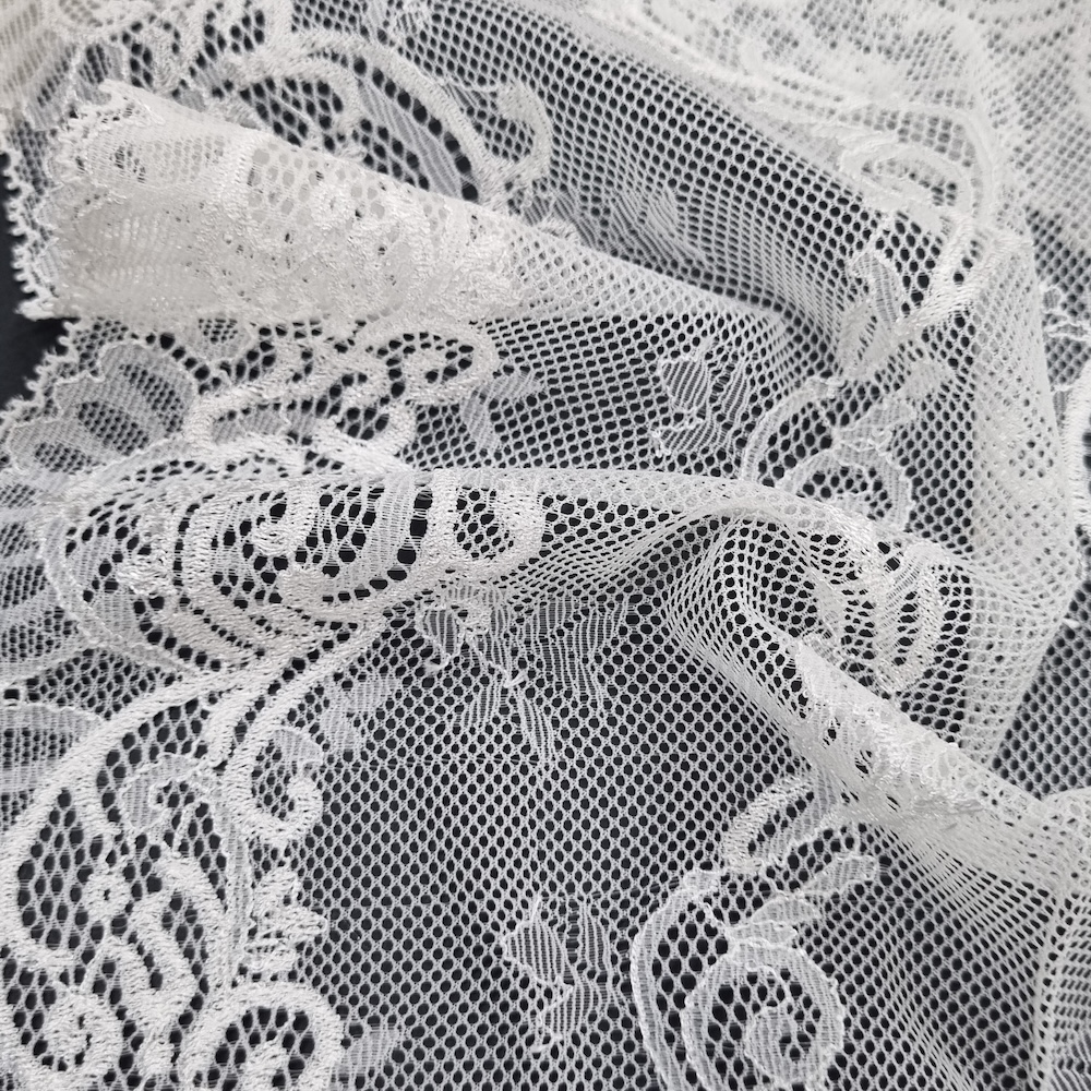 Vintage Scroll Floral Lightweight Stretch Lace Fabric 22.5cm Nylon Spandex Clothes Underwear Dress Premium Korean Quality