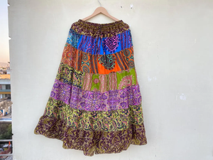 Azul y arco iris Vintage seda Sari hecho a mano niñas faldas regalo para su vestido de danza del vientre - Product Image 5