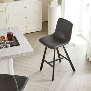 Sgabello da Bar Ergonomico Moderno in Ecopelle Nera con Telaio in Metallo Robusto, Seduta Alta da Bancone, Schienale Confortevole e Poggiapiedi - Product Image 6