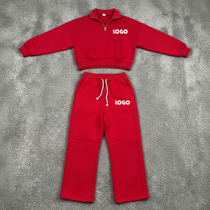 Conjunto de Sudadera con Capucha y Pantalones Deportivos Holgados con Paneles y Cierre, Estilo Urbano de Invierno, Tallas Grandes, Personalizado OEM/ODM, Ropa Deportiva Informal, 100% Algodón Grueso - Product Image 5