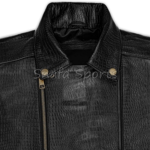 เสื้อแจ็คเก็ตหนังแท้สำหรับผู้หญิง ดีไซน์ซิป แบบขายส่ง สีดำ สไตล์ไบค์เกอร์ สำหรับขี่มอเตอร์ไซค์ พร้อมโลโก้แบบกำหนดเองได้ - Product Image 3
