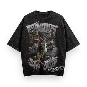 T-shirt graphique surdimensionné en coton délavé à l'acide avec logo vintage, imprimé DTG, pour hommes, style streetwear, personnalisable, pour fabricants de vêtements - Product Image 1