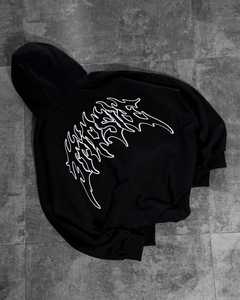 <b>Black</b> <b>Women's</b> Oversized Cotton Hoodie Drop Shoulder Pullover <b>Sweatshirt</b> Custom Logo Printed Raw Hem Streetwear Winter Autumn - Product Image 1