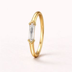 Anillo de banda solitario con diamante hexagonal cultivado en laboratorio, certificado por IGI, oro de 14K, minimalista, apilable, regalo de aniversario para mujer - Product Image 1