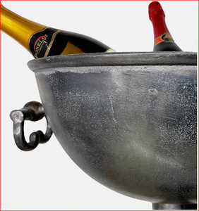 Seau à vin gris champagne sur pied, aspect vieilli - Product Image 2