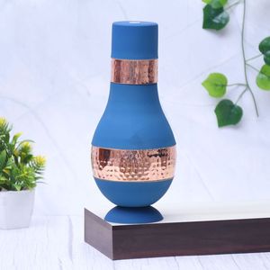 Botella de agua floral de cobre con tapa de oro rosa, portátil para viajes - Product Image 2