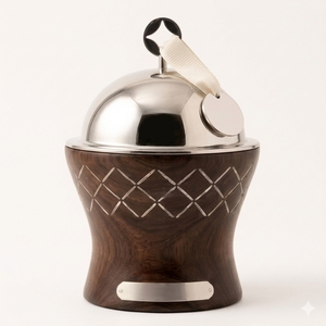 Casserole en bois de luxe moderne avec couvercle en acier inoxydable, base en céramique, revêtement antiadhésif, compatible four et lave-vaisselle, finition polie - Product Image 2