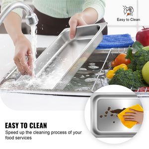 Set di 6 Vaschette per Buffet a Vapore Larghe 20,9 X 12,8 X 2,6 Pollici 8,5L Contenitori per Alimenti in Acciaio Inox Dimensione Standard Attrezzatura per Mantenimento Calore - Product Image 4
