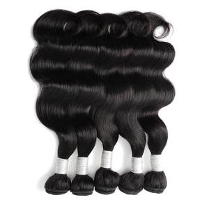 ผมต่อแบบเวฟหลวมและแบบบอดี้เวฟสีดำอินเดียแท้ 5 ชิ้น - Product Image 1