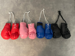 Highest Quality Custom Color Circle Shaped Mini Boxing Gloves Keyring MMA Gloves <b>Leather</b> <b>Keychain</b> Breathable Promotional - Product Image 2