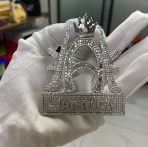 Colgante de Lujo con Letra Inicial Personalizada, Chapado en Oro, Plata de Ley 925, con Diamantes Moissanite VVS, Estilo Hip Hop - Product Image 3