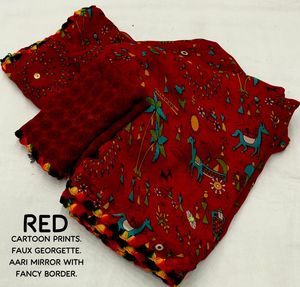 Sari de Algodón Rosa con Estampado Digital, Estilo Moderno Informal para Mujer, Estilo India-Pakistán, Largo hasta el Suelo, Corte Regular, Protección Solar - Product Image 4