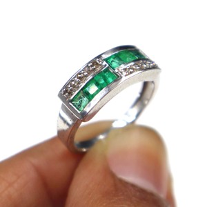 925 Sterling <b>Silver</b> <b>Emerald</b> with Diamond Cut Gemstone <b>Ring</b> Wholesale Natural <b>Emerald</b> Stone <b>Silver</b> <b>Ring</b> Jewelry Gift Engagement - Product Image 5
