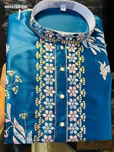 Proveedor de la colección de pantalones Kurta-Polo de satén Malai pesado con bordado de hilo y lentejuelas de la India, exportador y proveedor mundial. - Product Image 4