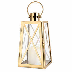 Handcrafted Tapered Brass <b>Candle</b> Lantern With Clear Glass Panels Luxury Gold Metal <b>Candle</b> Holder For Wholesale Home Decor - Product Image 4