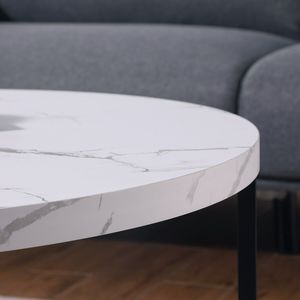 Tavolino da caffè in marmo bianco da 31,5 pollici per soggiorno - Product Image 5