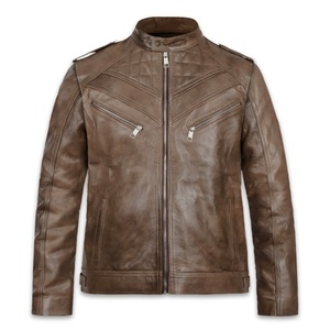 แจ็คเก็ตหนังผู้ชายพรีเมียมแบบซิป คอปกพับได้ รุ่นใหม่ล่าสุดปี 2026 ขายส่งคุณภาพสูง - Product Image 1