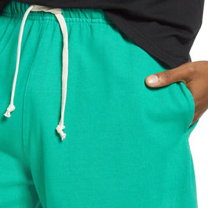 Men's Teal Cotton Bermuda Shorts With Drawstring Waist Mid Rise Casual Style Breathable Fabric Solid Color Woven Material - Product Image 4