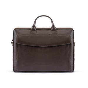 Luxury Full Grain Leather Office Laptop Bag for Men Vintage Brown Executive Messenger <b>Briefcase</b> with Zipper Closure - Product Image 6