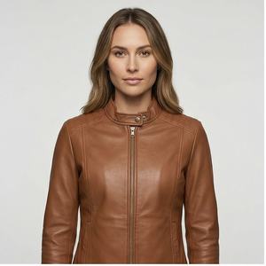 Veste d'hiver respirante en cuir véritable pour femmes design personnalisé très vendue vente en gros fermeture à glissière prix bon marché - Product Image 1
