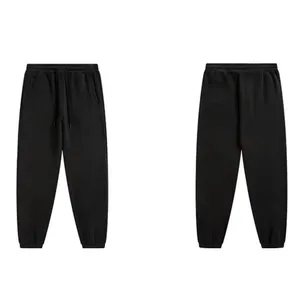 Pantalon de survêtement gris foncé pour homme, taille élastique, cordon de serrage, poches latérales, décontracté, en coton mi-lourd, pour l'automne - Product Image 3