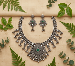 Antique Oxidized Gold Plated Trendy Bohemian Lovers Women's <b>Statement</b> <b>Necklace</b> Earrings Set Zircon for Wedding Engagement - Product Image 3