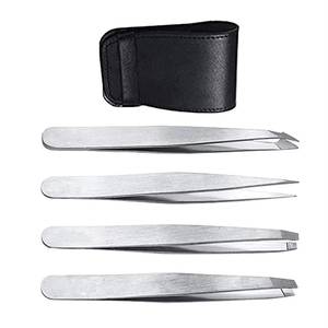 Ensemble de pinces à cils chirurgicales de précision Morje en acier inoxydable avec étui en cuir noir, 4 pièces, pointe lisse MS-ET-0007 - Product Image 6