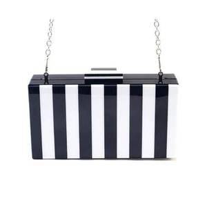 Pochette rigide en résine marbrée multicolore à rayures, sac de soirée avec fermoir supérieur, style unique fait main de luxe, dernier design - Product Image 2
