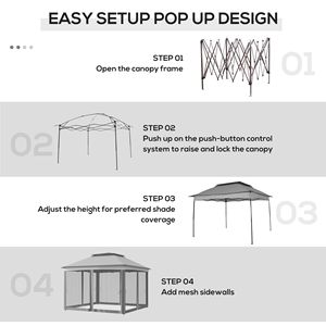 Gazebo Pop-up da Esterno Grigio Chiaro 3,3m x 3,3m x 2,7m con Struttura in Acciaio, Rete a Cerniera e Borsa per il Trasporto per Cortile - Product Image 5