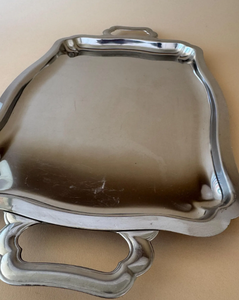 Creative Rectangular Shaped Stainless Steel Silver Serving Tray with Smooth Finish and Ornate <b>Side</b> Handles for Dining Table - Product Image 6
