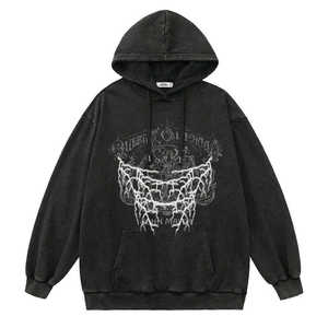 เสื้อฮู้ดเทคแวร์ทรงโอเวอร์ไซส์สไตล์วินเทจสำหรับผู้ชาย ลายกราฟิกสายฟ้าแนวโกธิค สตรีทแวร์ ไซเบอร์พังก์ ฮิปฮอป - Product Image 6