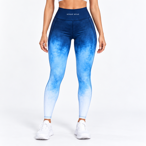 NOBAR WEAR <b>Women</b> High Waist <b>Leggings</b> <b>Blue</b> Gradient Color Print Full Length Sporty TightsHigh waist <b>blue</b> gradient <b>leggings</b> <b>Women</b> - Product Image 2