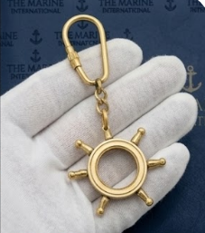 Handmade Designer Solid Brass Luxury Vintage Carabiner Key Chain High Quality <b>Ship</b> <b>Wheel</b> Beautiful Silk Screen Printing TMI - Product Image 1
