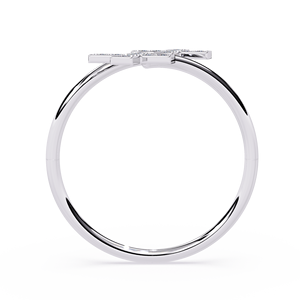Anillo de Cruz de Oro para Mujer con Diamantes Cultivados en Laboratorio, Engaste Pavé, Banda Dividida, Acabado Pulido, Moderno, Certificado IGI - Product Image 4