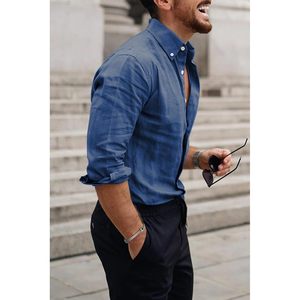 2025 hommes coton lin boutonné chemises habillées décontracté élégant à manches longues chemises d'affaires Double boutonnage imprimé 6XL - Product Image 4