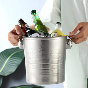 Cubo de Hielo de Acero Inoxidable Dorado con Doble Asa, Enfriador de Champán, Vino y Cerveza, Recipiente Metálico para Bebidas para Bar, Fiestas - Product Image 5