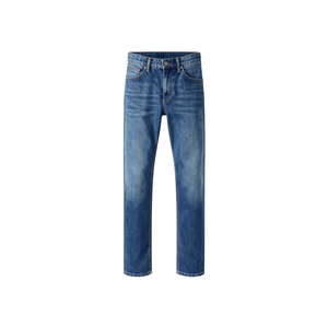 Jeans droits pour hommes taille XL, anti-rétrécissement, avec logo personnalisé et impression graphique, couleur foncée, provenant d'un fournisseur en gros du Pakistan - Product Image 1