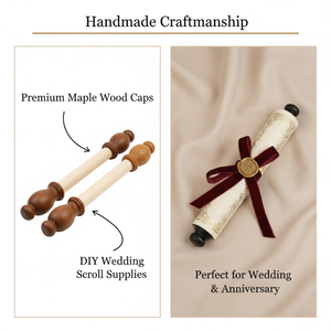 Ensemble de tiges de défilement en bois faites à la main avec embouts en bois de rose | Bâtons décoratifs pour invitations enroulées pour événements et messages d'occasions spéciales - Product Image 5