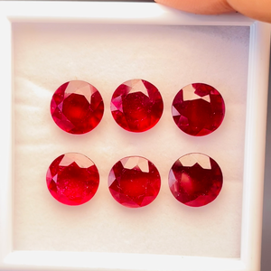 Rubis naturels chauffés certifiés IGI de qualité supérieure, taille ronde, 12 mm, lot de 6 pièces, super couleur et lustre, prix abordable - Product Image 3