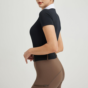 Chemises d'équitation de performance pour femmes, qualité supérieure, noir et blanc contrastés, vêtements d'équitation pour cavaliers. - Product Image 3