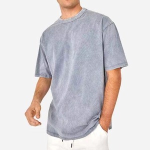 Camiseta personalizada con lavado ácido 100% algodón, estilo vintage, lavado ácido mineral, cuello redondo, corte holgado, hombros caídos - Product Image 1