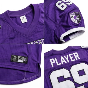 Maillot de football américain personnalisable 100 % polyester, maille respirante, sergé, uniforme d'équipe, manches courtes, anti-humidité, tailles XL à 5XL - Product Image 4