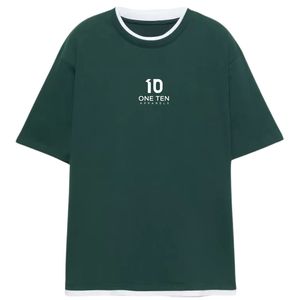 เสื้อยืดคอกลมพิมพ์ลายกราฟิกสองโลโก้แบบกำหนดเอง เสื้อแขนสั้นลำลองสำหรับผู้ชาย สวมใส่สบาย แฟชั่นสตรีทแวร์ เหมาะสำหรับใส่ทุกวัน - Product Image 1